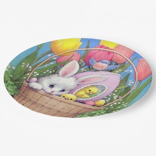 Retro paasmandje papieren bordje (Gekanteld)