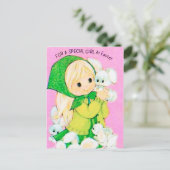 Retro  Paasmeisje konijntjes Vakantie briefkaart (Staand voorkant)