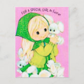 Retro  Paasmeisje konijntjes Vakantie briefkaart (Voorkant)