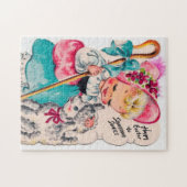 retro  paasmeisje lamb Holiday Legpuzzel (Horizontaal)