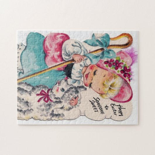 retro  paasmeisje lamb Holiday Legpuzzel (Horizontaal)