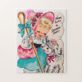 retro  paasmeisje lamb Holiday Legpuzzel (Verticaal)