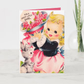 Retro paasmeisjes feestdagen kaart (Voorkant)