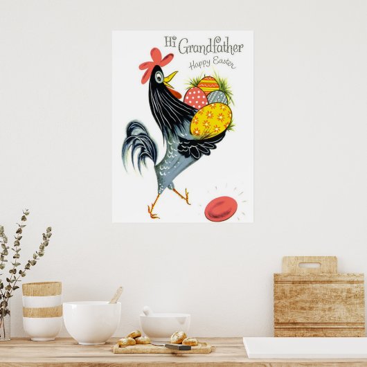 retro  paasrooster Grandpa Poster (Keuken)