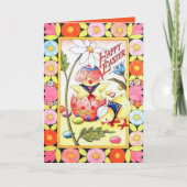 retro  paassteen voegt sentiment toe feestdagen kaart (Voorkant)