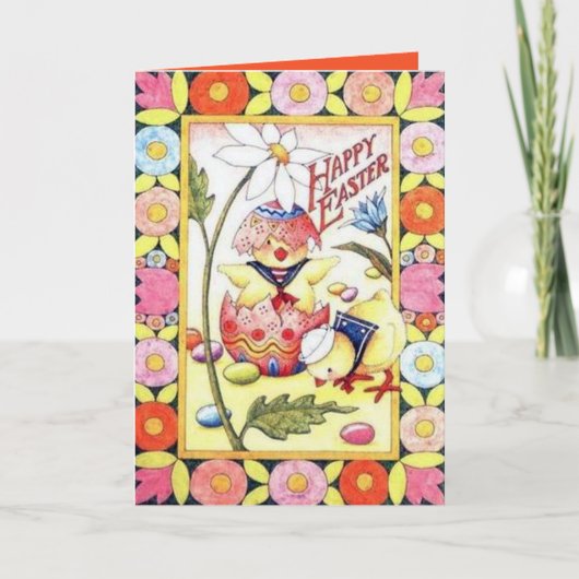 retro  paassteen voegt sentiment toe feestdagen kaart (Voorkant)