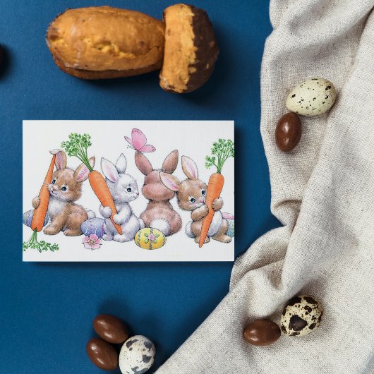 Retro  Paasvakantie bunny Feestdagen Kaart