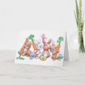 Retro  Paasvakantie bunny Feestdagen Kaart (Voorkant)