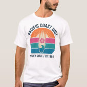 Retro Pacific Coast Surfplank T-shirt (Voorkant)