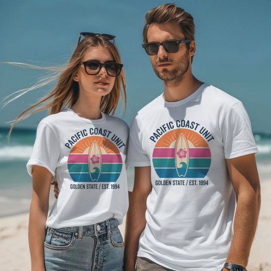 Retro Pacific Coast Surfplank T-shirt