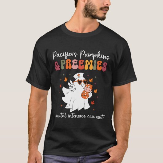 Retro Pacifiers Pumpkins Preemies Thanksgiving NIC T-shirt (Voorkant)