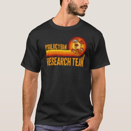 Retro paddenstoel  Psilocybin-onderzoeksteam T-shirt (Voorkant)