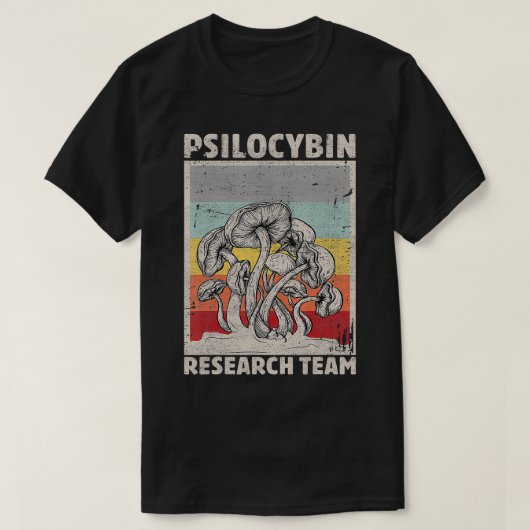 Retro paddenstoel  Psilocybin-onderzoeksteam T-shirt (Design voorkant)
