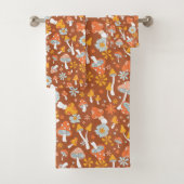 Retro paddenstoelbladerpatroon bad handdoek (Insitu)