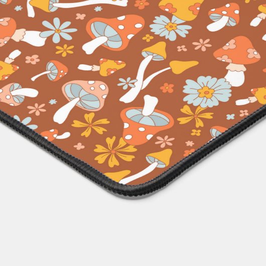 Retro paddenstoelbladerpatroon bureaumat (Hoek)