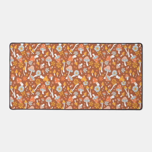 Retro  paddenstoelbladerpatroon bureaumat (Voorkant)