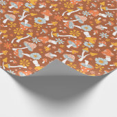 Retro  paddenstoelbladerpatroon cadeaupapier (Hoek)