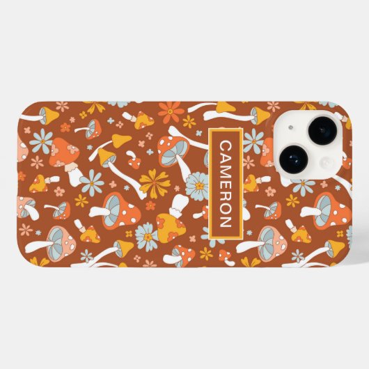 Retro  paddenstoelbladerpatroon Case-Mate iPhone case (Achterkant (horizontaal))