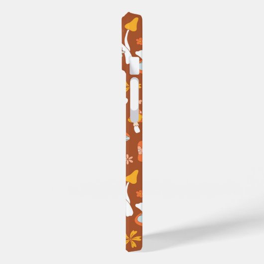 Retro  paddenstoelbladerpatroon Case-Mate iPhone case (Achterkant / Links)