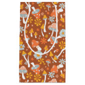 Retro  paddenstoelbladerpatroon klein cadeauzakje (Voorkant)