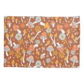 Retro paddenstoelbladerpatroon kussensloop (Achterkant)