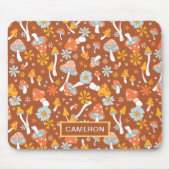 Retro paddenstoelbladerpatroon muismat (Voorkant)