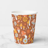 Retro  paddenstoelbladerpatroon papieren bekers (Achterkant)