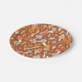 Retro  paddenstoelbladerpatroon papieren bordje (Gekanteld)