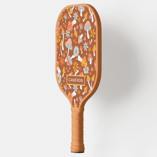 Retro  paddenstoelbladerpatroon pickleball paddle (Links)