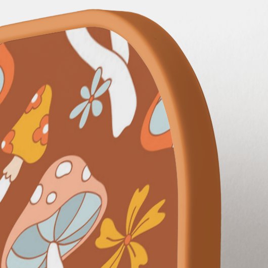 Retro  paddenstoelbladerpatroon pickleball paddle (Links Detail)