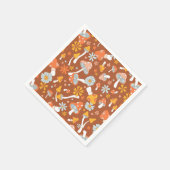 Retro  paddenstoelbladerpatroon servet (Hoek)