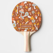 Retro paddenstoelbladerpatroon tafeltennisbatje (Voorkant)