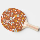 Retro paddenstoelbladerpatroon tafeltennisbatje (Zijkant)