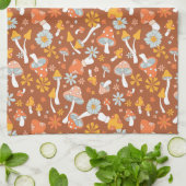 Retro paddenstoelbladerpatroon theedoek (Gevouwen)