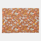 Retro paddenstoelbladerpatroon theedoek (Horizontaal)