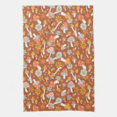 Retro paddenstoelbladerpatroon theedoek (Verticaal)