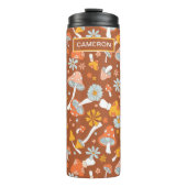 Retro  paddenstoelbladerpatroon thermosbeker (Voorkant)