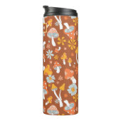 Retro  paddenstoelbladerpatroon thermosbeker (Geroteerd rechts)