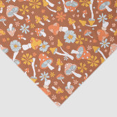 Retro  paddenstoelbladerpatroon tissuepapier (Detail)