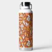 Retro paddenstoelbladerpatroon waterfles (Achterkant)