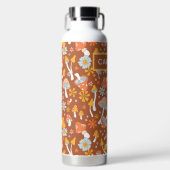 Retro paddenstoelbladerpatroon waterfles (Voorkant)