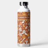 Retro paddenstoelbladerpatroon waterfles (Links)