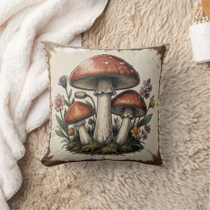 Retro Paddenstoelen en Bloemen Retro Sfeer Kussen