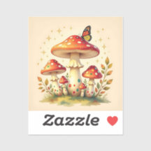 Retro Paddenstoelen en Vlinder | Vintage Kleuren