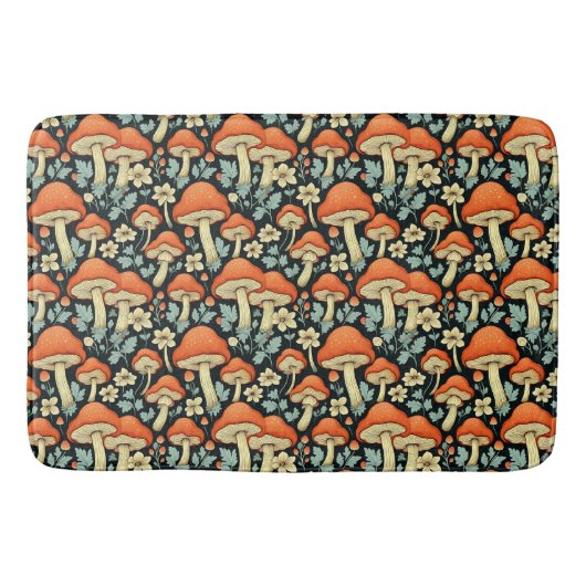 Retro Paddenstoelen  Flowers Badmat (Voorkant)