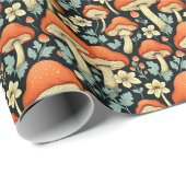 Retro Paddenstoelen  Flowers Cadeaupapier (Rol Hoek)