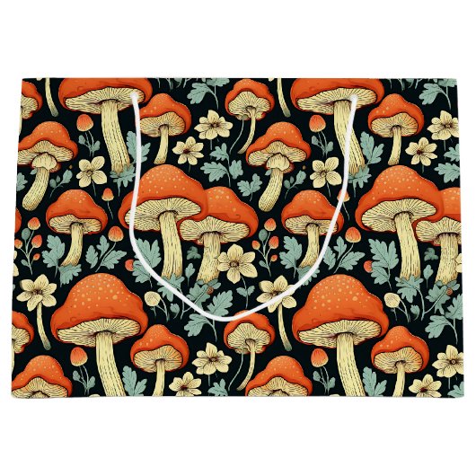 Retro Paddenstoelen  Flowers Groot Cadeauzakje (Voorkant)