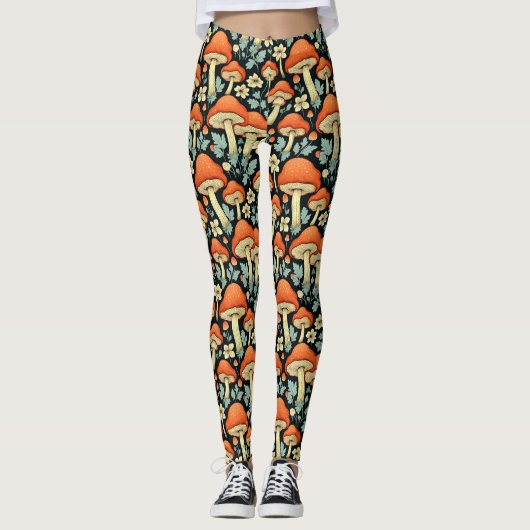 Retro paddenstoelen  Flowers Impossible Leggings (Voorkant)