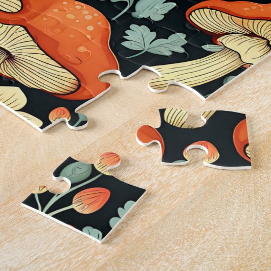 Retro paddenstoelen  Flowers Impossible Legpuzzel (Zijkant)