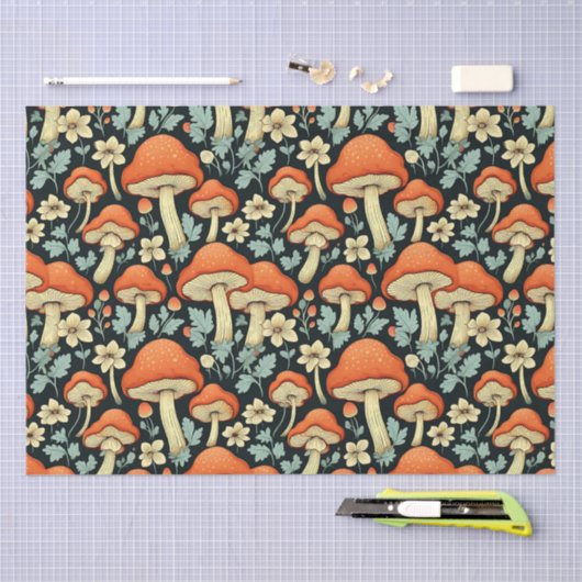 Retro Paddenstoelen  Flowers Tissuepapier (Craft)